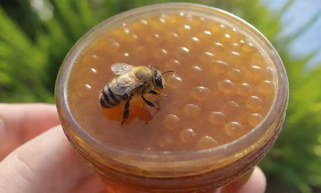 Naturaleza vibrante y armoniosa con propóleos, flores, abejas y luz suave