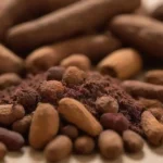 Cerca de coágulos enteros y terrestres con una escena herbal calmante en el fondo.