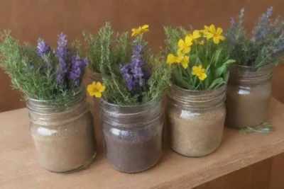 Un acogedor rincón de cocina con hierbas frescas
