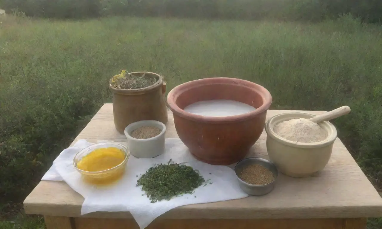 Una acogedora cocina rústica llena de hierbas frescas, miel dorada y un ambiente de tranquilidad