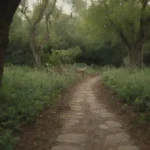 Un jardín con perales
