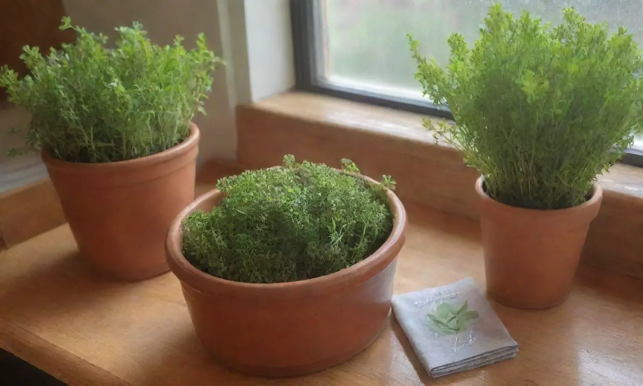 Una cocina acogedora llena de hierbas frescas, luz natural y utensilios rústicos