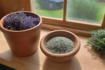 Una mesa rústica con ingredientes frescos y aromas que evocan calma y sanación