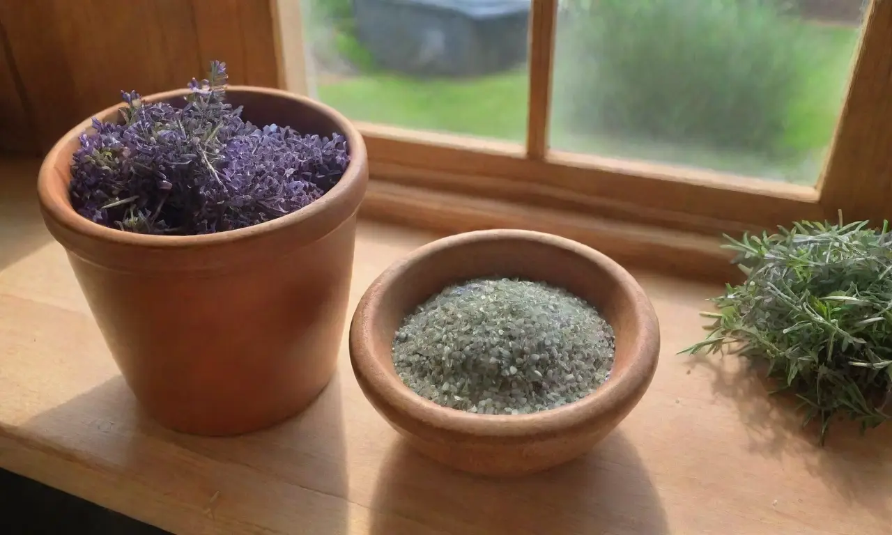 Una mesa rústica con ingredientes frescos y aromas que evocan calma y sanación