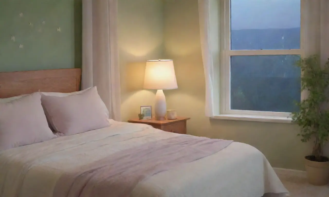 Un dormitorio sereno con paredes pastel