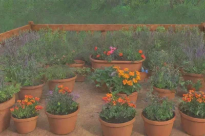 Un jardín vibrante y armonioso lleno de vida y fragancias