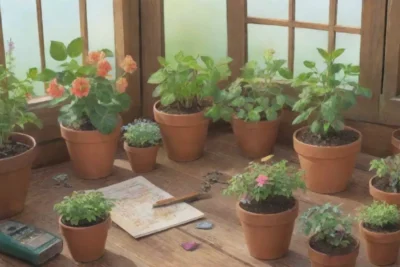 Un jardín vibrante y sereno lleno de vida y color