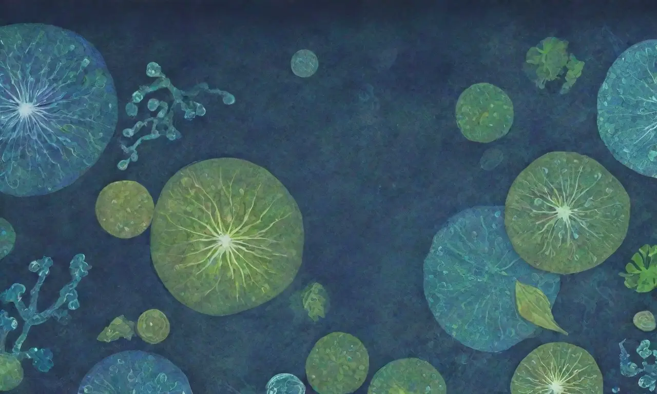 Colores vibrantes y patrones microscópicos crean un diseño científico que invita a la exploración