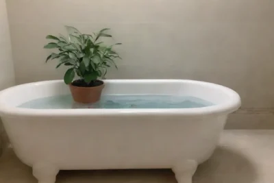 Un baño sereno con hojas de eucalipto