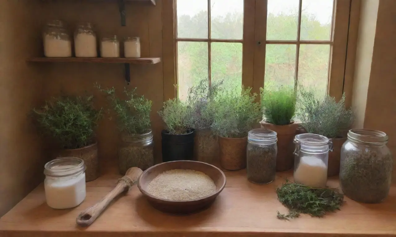Una cocina rústica y acogedora llena de hierbas