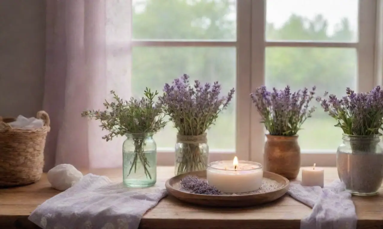 Un ambiente sereno y acogedor lleno de colores suaves, aromas naturales y elementos decorativos que invitan a la calma