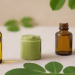 Productos estéticos con hojas de Moringa y aceite