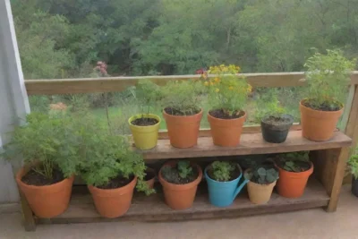 Un rincón acogedor lleno de plantas y herramientas de jardinería