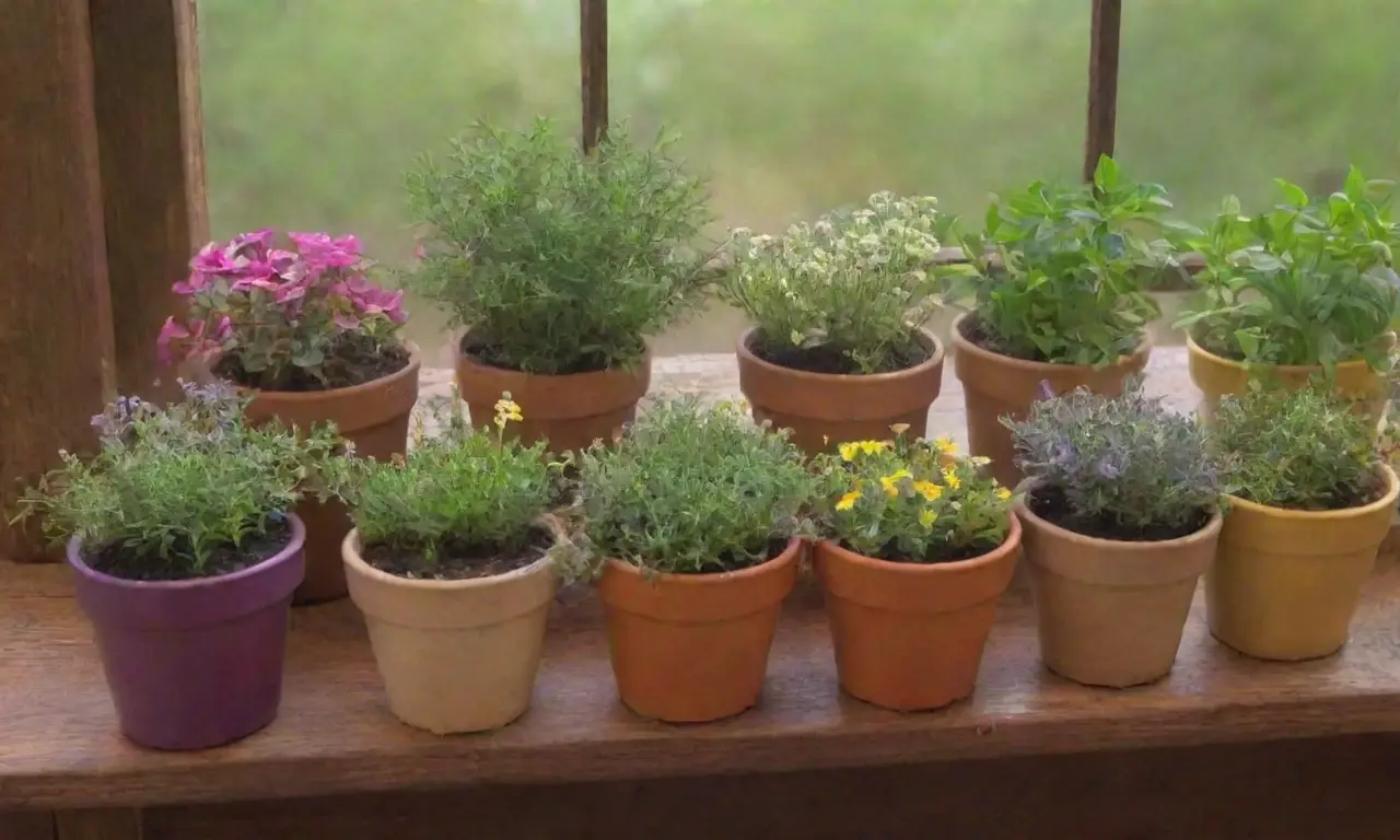 Un jardín vibrante con hierbas, flores y aromas en un ambiente sereno