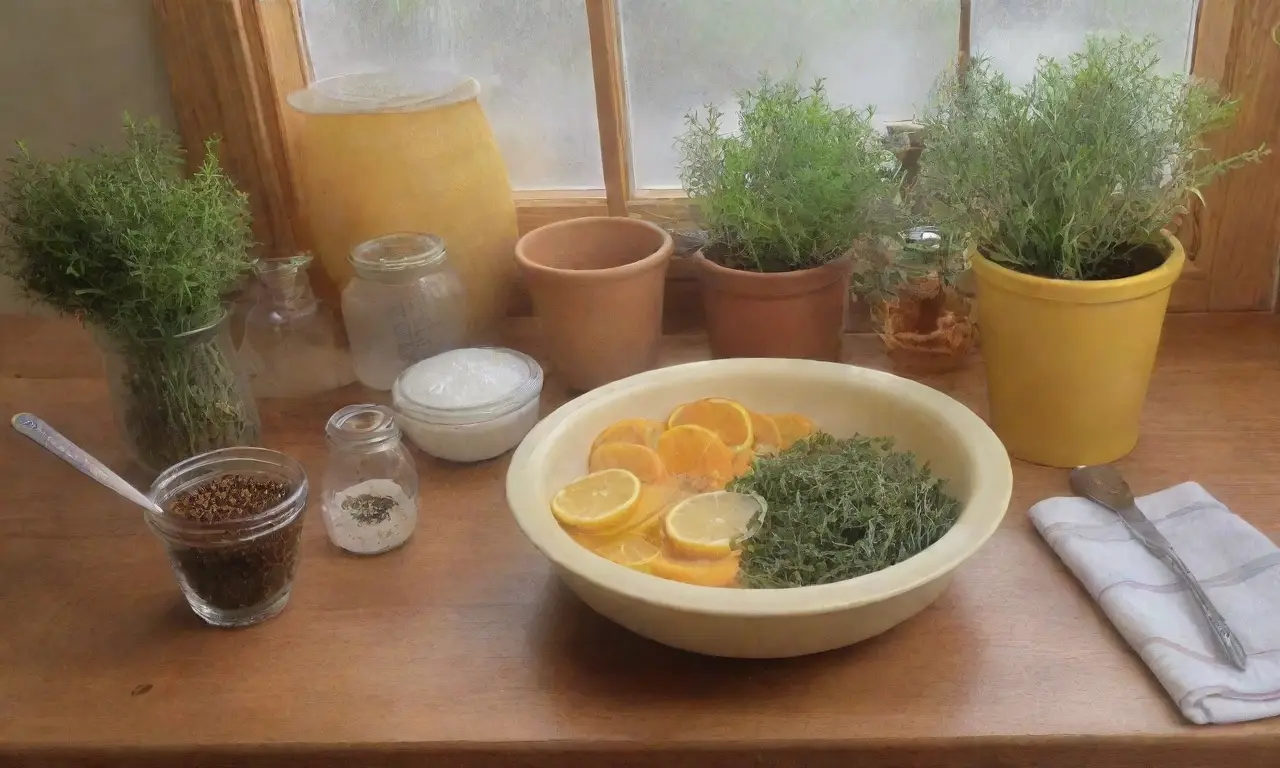Una cocina acogedora llena de hierbas frescas