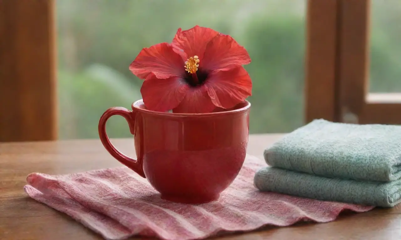 Una escena acogedora con una flor de hibisco