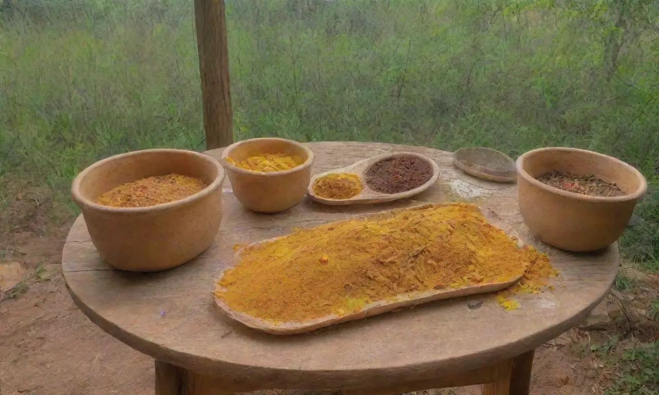 Un ambiente sereno y vibrante con curcuma, especias y elementos naturales